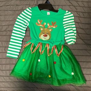 Reindeer Christmas Dress. Size 5.